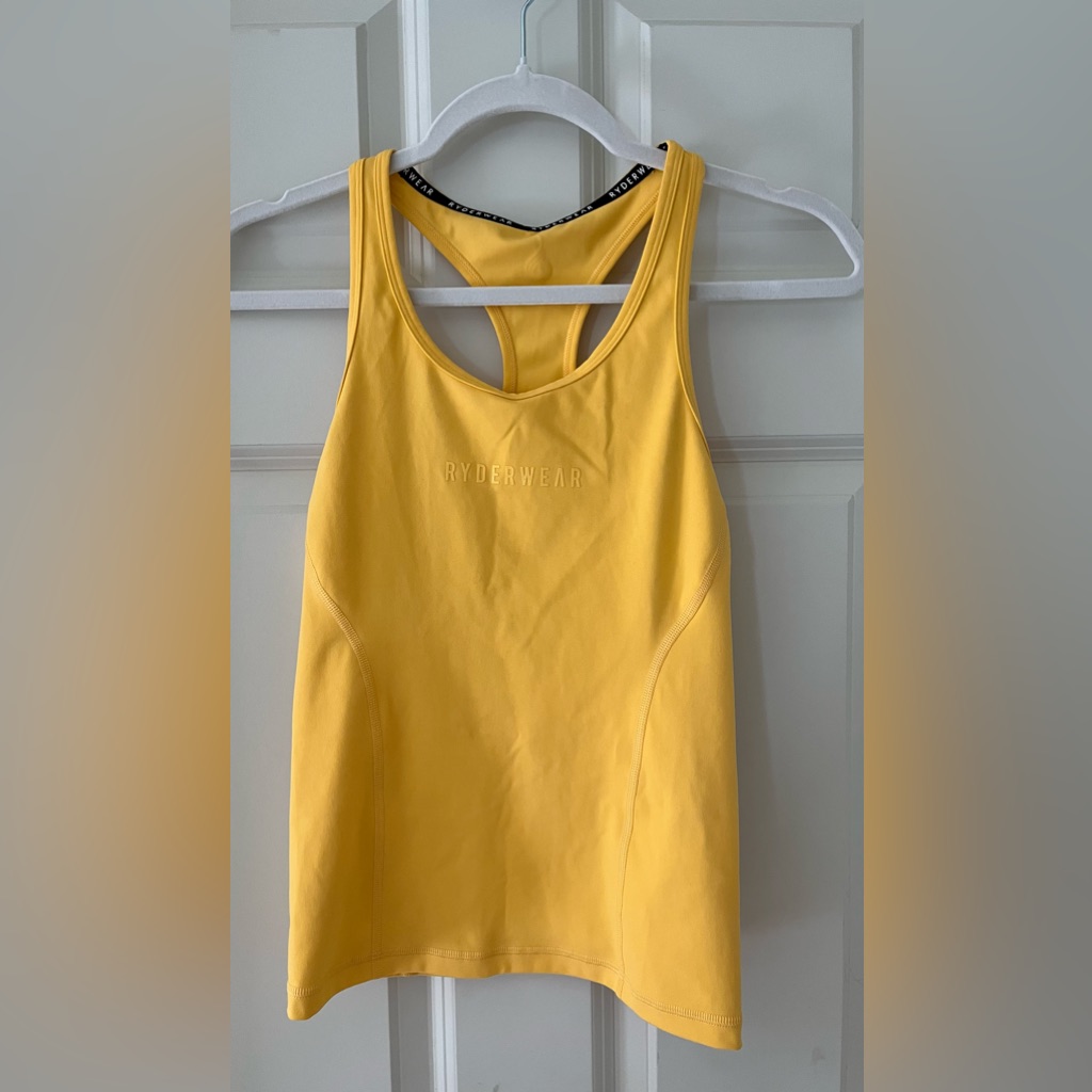 Ryderwear Tank Top Womens S Yellow Racerback Activewear Workout